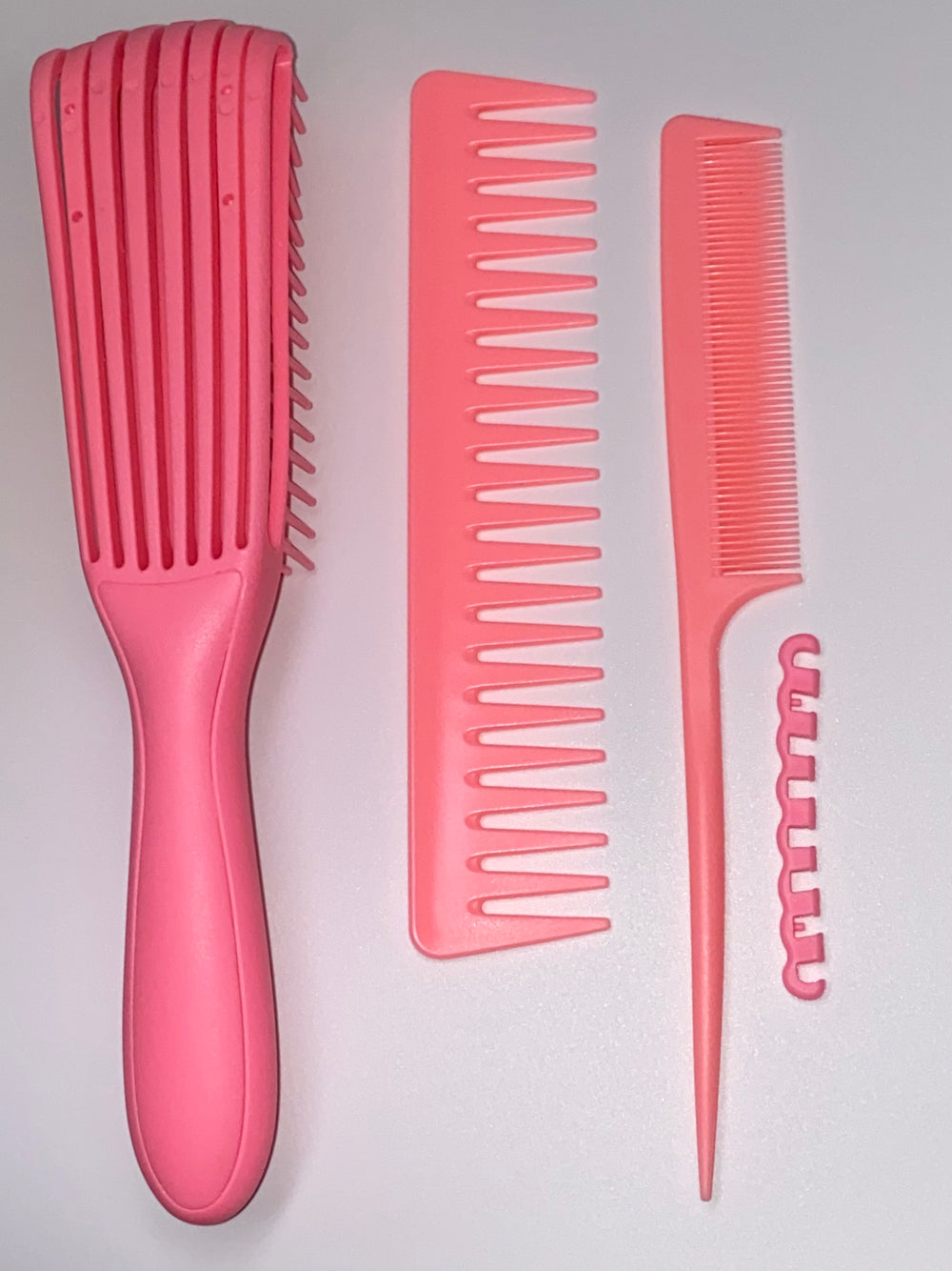 Detangler Brush, Wide Tooth & Tail Comb Set (Pink)