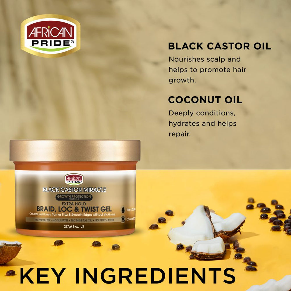 Black Castor Miracle Braid Lock & Twist Gel 227g