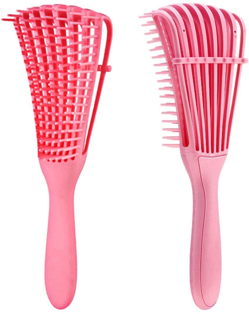 Detangler Brush, Wide Tooth & Tail Comb Set (Pink)